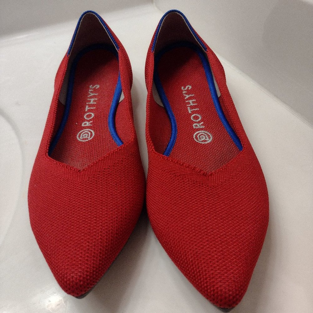 ROTHY’S Shoes Sz 10 The Point Chili Red Retired Pointed Toe Slip on